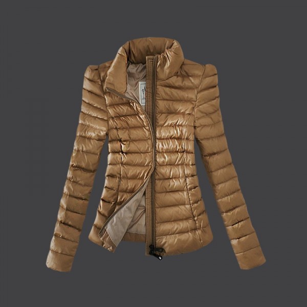 Moncler Donna Giù cappotto stand Collare Khaki Presa M1022